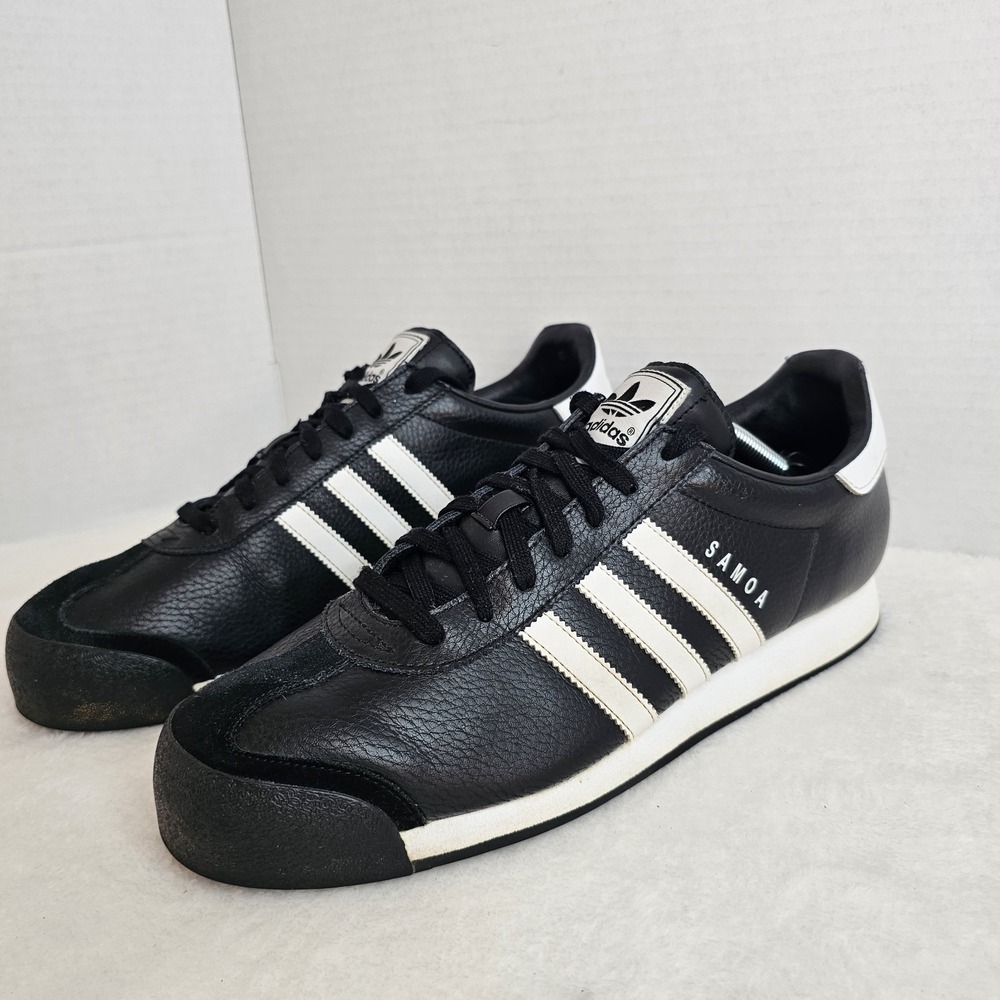 Adidas Samoa Sneakers Mens Size 12 Black White Leather Athletic Shoes 019351